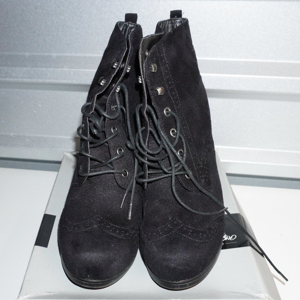 Mossimo Black Lace Up Wedge Booties Size 11